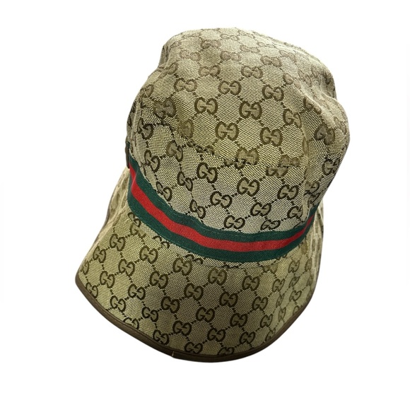 GUCCI GG Monogram Web Bucket Hat Brown New with Tags - Picture 3 of 6